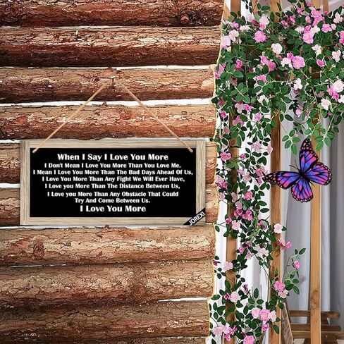 I Love You More Wooden Wall Sign - 11.8 inches x 5.9 inches Rustic Farmhouse Love Plaque in Kuwait