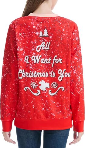 *daisysboutique* Unisex Women Men Christmas Ugly Shirt Funny Halloween 3D Effect Graphic Costume Holiday Pullover in Kuwait
