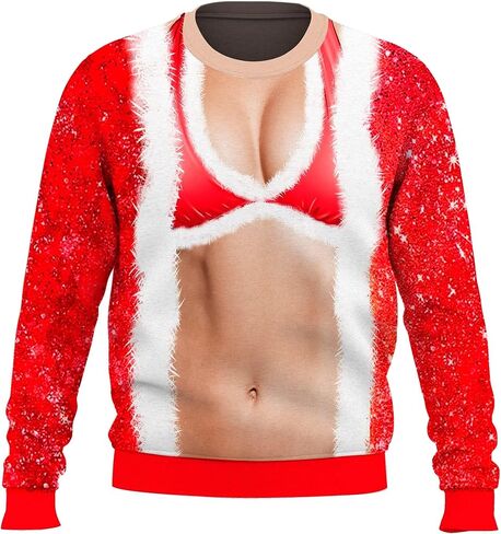 *daisysboutique* Unisex Women Men Christmas Ugly Shirt Funny Halloween 3D Effect Graphic Costume Holiday Pullover in Kuwait
