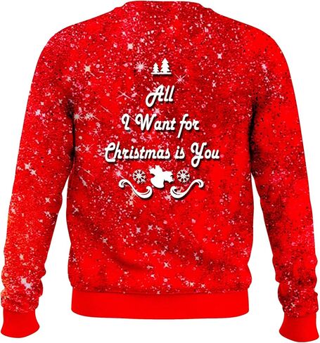 *daisysboutique* Unisex Women Men Christmas Ugly Shirt Funny Halloween 3D Effect Graphic Costume Holiday Pullover in Kuwait
