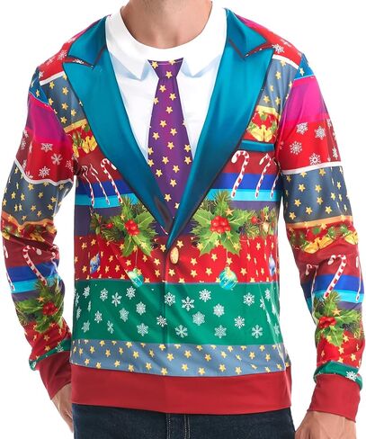 *daisysboutique* Unisex Women Men Christmas Ugly Shirt Funny Halloween 3D Effect Graphic Costume Holiday Pullover in Kuwait