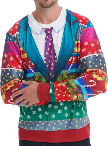 *daisysboutique* Unisex Women Men Christmas Ugly Shirt Funny Halloween 3D Effect Graphic Costume Holiday Pullover in Kuwait