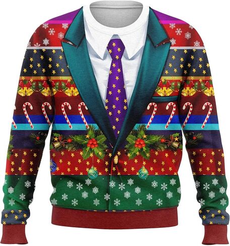 *daisysboutique* Unisex Women Men Christmas Ugly Shirt Funny Halloween 3D Effect Graphic Costume Holiday Pullover in Kuwait