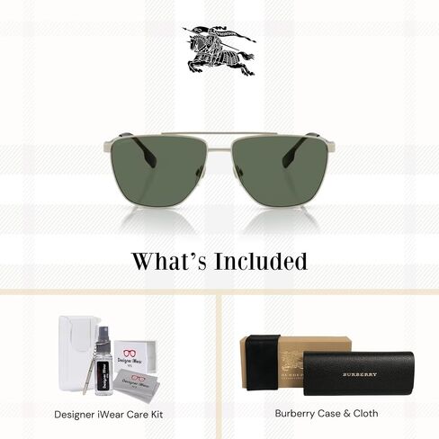 Burberry BE3141 Aviator Sunglasses for Men + Bundle مع مصمم Iwear مجموعة نظارات مجانية in Saudi Arabia