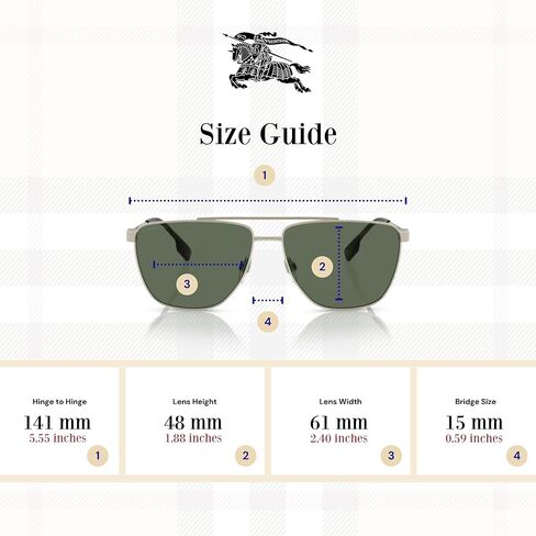 Burberry BE3141 Aviator Sunglasses for Men + Bundle مع مصمم Iwear مجموعة نظارات مجانية in Saudi Arabia
