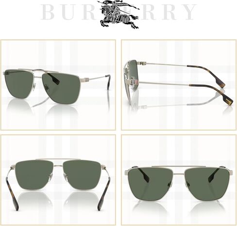 Burberry BE3141 Aviator Sunglasses for Men + Bundle مع مصمم Iwear مجموعة نظارات مجانية in Saudi Arabia