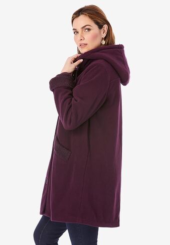 زر Roaman's Women Plus Butting Butting Front Plush Fleece Coat in Saudi Arabia