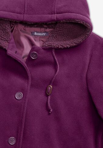 زر Roaman's Women Plus Butting Butting Front Plush Fleece Coat in Saudi Arabia
