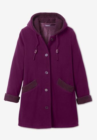 زر Roaman's Women Plus Butting Butting Front Plush Fleece Coat in Saudi Arabia