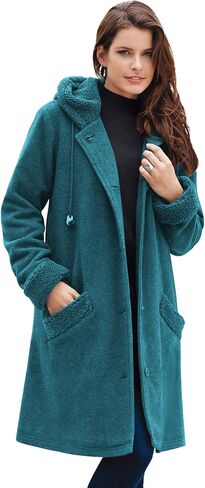 زر Roaman's Women Plus Butting Butting Front Plush Fleece Coat in Saudi Arabia