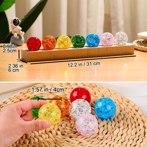 Ornalrist 7 Chakra Natural Healing Spheres with Wooden LED Light Base Crystal Quartz Ball for Meditation Positive Energy Night Light Home Decor in Saudi Arabia