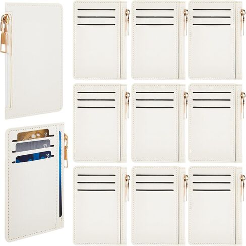 Abbylike 20 Pcs Wallet Bulk Men Slim Minimalist Leather Wallet Card Holder Front Pocket RFID Blocking Wallet with Zipper for Men and Women DIY Church Gift(White) in Kuwait