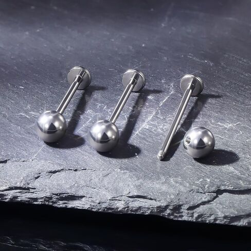 Ruifan ASTM F136 Titanium Cheek Piercing Jewelry Barbell 16g 14G خارجيًا متتلة لسان الظهر خواتم الكرة السفلبات التيتانيوم لابريت جسم ثقب المجوهرات للنساء الرجال 14 مم 16 مم 19 ملم in Kuwait