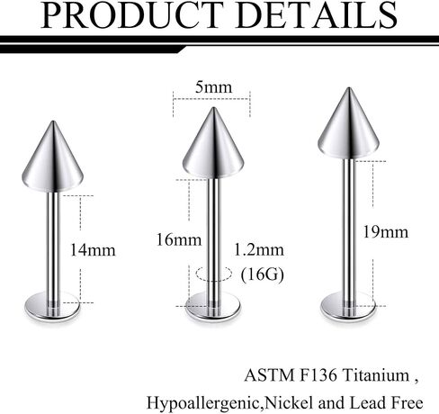 Ruifan ASTM F136 Titanium Cheek Piercing Jewelry Barbell 16g 14G خارجيًا متتلة لسان الظهر خواتم الكرة السفلبات التيتانيوم لابريت جسم ثقب المجوهرات للنساء الرجال 14 مم 16 مم 19 ملم in Kuwait