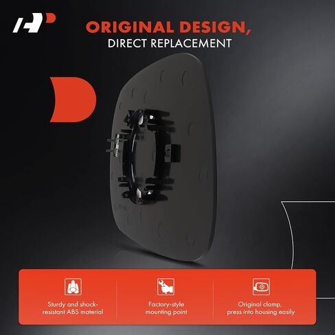 A-Premium Left Driver Side Heated Mirror Glass with Backing Plate - Compatible with Dodge Ram 1500 2005-2008, Ram 2500 2005-2009, Ram 3500 2005-2009 - Exterior Side View Flat Mirror in Saudi Arabia