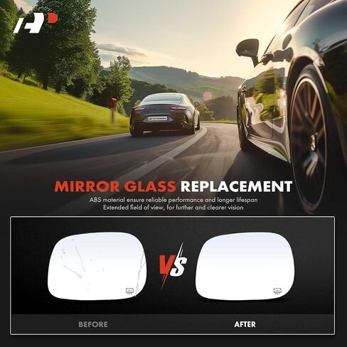 A-Premium Left Driver Side Heated Mirror Glass with Backing Plate - Compatible with Dodge Ram 1500 2005-2008, Ram 2500 2005-2009, Ram 3500 2005-2009 - Exterior Side View Flat Mirror in Saudi Arabia