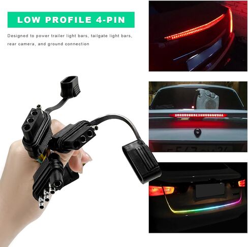 4 Way y-splitter clop ، ذكر إلى أنثى مزدوجة 4 دبوس موصل تمديد توصيل الأسلاك ، محول توصيل ومقاوم للماء عالمي لمصابيح LED LID Light Bar Trailer in Saudi Arabia