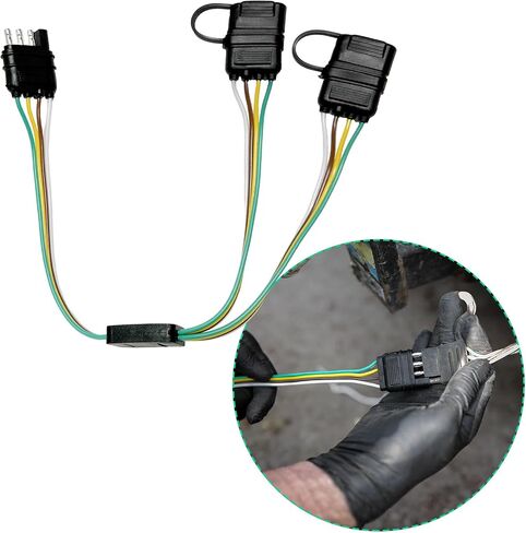 4 Way y-splitter clop ، ذكر إلى أنثى مزدوجة 4 دبوس موصل تمديد توصيل الأسلاك ، محول توصيل ومقاوم للماء عالمي لمصابيح LED LID Light Bar Trailer in Saudi Arabia