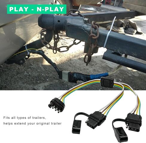 4 Way y-splitter clop ، ذكر إلى أنثى مزدوجة 4 دبوس موصل تمديد توصيل الأسلاك ، محول توصيل ومقاوم للماء عالمي لمصابيح LED LID Light Bar Trailer in Saudi Arabia