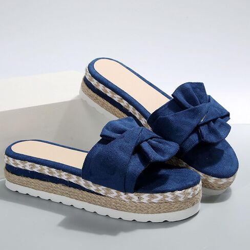 أسافين الإسبادريليس للنساء الصنادل للنساء Slides Sandals Bow Knot Espadrille Platfor in Kuwait