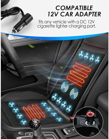 2025 Upgraded 16 Fans Cooling Car Seat Cover Front Seat 3-in-1 Ventilated & Massage Cooling Car Seat Cushion 12V Summer Driver Seat Cooler for Vehicle Black 1PCS (3 in 1, 16 Fans) in Kuwait