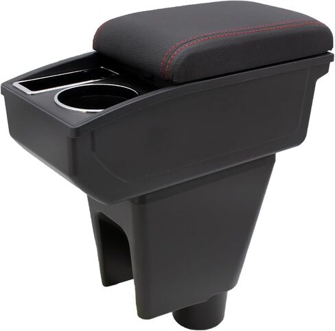 صندوق مسند الذراعين للسيارات ل Chevy Chevrolet Spark 2010-2015 Auto Austories Center Censole Leather Arm Rest مساحة تخزين مزدوجة الطبقات مع حامل الكأس (خيط أسود) in Kuwait