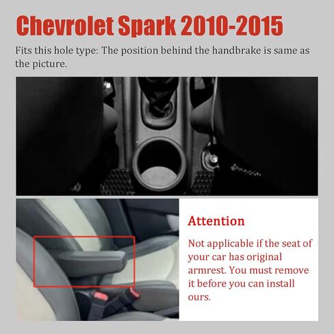 صندوق مسند الذراعين للسيارات ل Chevy Chevrolet Spark 2010-2015 Auto Austories Center Censole Leather Arm Rest مساحة تخزين مزدوجة الطبقات مع حامل الكأس (خيط أسود) in Kuwait