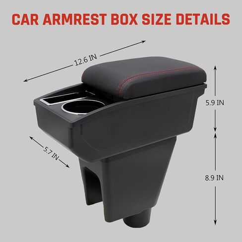 صندوق مسند الذراعين للسيارات ل Chevy Chevrolet Spark 2010-2015 Auto Austories Center Censole Leather Arm Rest مساحة تخزين مزدوجة الطبقات مع حامل الكأس (خيط أسود) in Kuwait