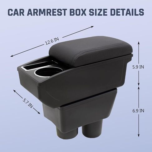 Car Armrest Box for Nissan Almera Versa 2012-2019 Auto Accessories Center Console Leather Arm Rest Double-Layer Storage Space with Cup Holder (Black Thread) in Kuwait