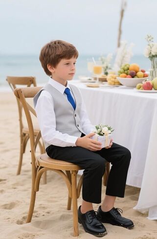 Boy's 3 Buttons Solid Color Formal Vest in Saudi Arabia