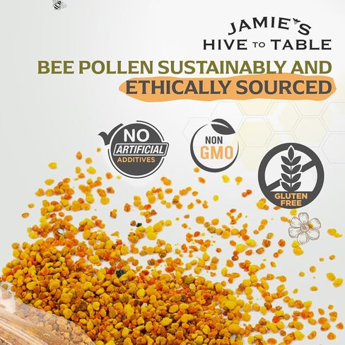 Jamie’s Hive to Table Raw Bee Pollen, 10 oz – 100% Pure Bee Pollen – Harvested from Flowers, Naturally Dried for Freshness – Great for Smoothies, Oatmeal & Recipes in Saudi Arabia