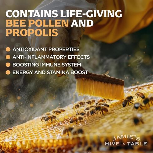 Jamie’s Hive to Table Raw Bee Pollen, 10 oz – 100% Pure Bee Pollen – Harvested from Flowers, Naturally Dried for Freshness – Great for Smoothies, Oatmeal & Recipes in Saudi Arabia