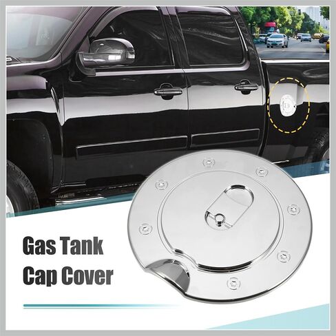Chrome Plated Fuel Tank Filler Cap Cover Decoration for GMC Sierra 3500 for Chevrolet Silverado Stick-on Gas Door Filler Cover Silver Tone Replacement Car Parts in Saudi Arabia