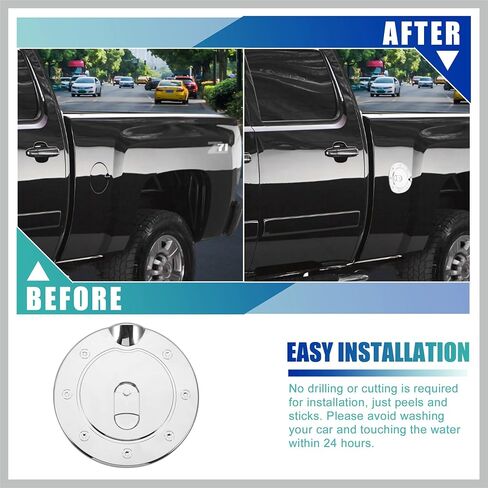 Chrome Plated Fuel Tank Filler Cap Cover Decoration for GMC Sierra 3500 for Chevrolet Silverado Stick-on Gas Door Filler Cover Silver Tone Replacement Car Parts in Saudi Arabia