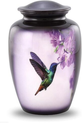 تشمل جرة Hummingbird Heart remsake من الرماد البشري - جرة رمزية مطلية باليد مع الطائر الطنان - موقفًا وحقيبة متميزة وحقيبة مخملية - هدية ميني التذكارية للنساء والرجال in Kuwait