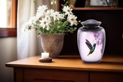 تشمل جرة Hummingbird Heart remsake من الرماد البشري - جرة رمزية مطلية باليد مع الطائر الطنان - موقفًا وحقيبة متميزة وحقيبة مخملية - هدية ميني التذكارية للنساء والرجال in Kuwait