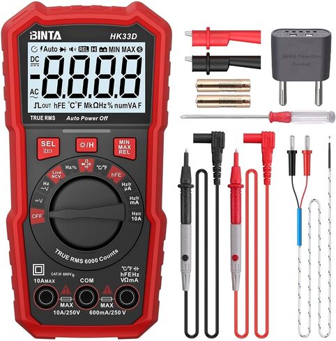 BINTA Digital Multimeter 6000 Counts with Auto-Ranging AC/DC Current and Voltage, Ohm Volt Amp Meter Tests Live Wire, NCV, HFE, Capacitance, Temperature, Continuity, Diode Measuring for Auto Home in Kuwait