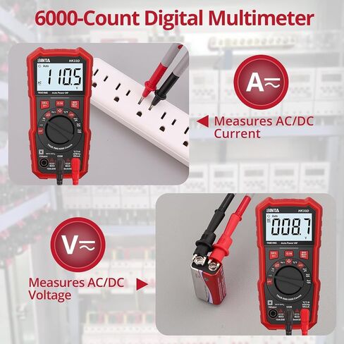 BINTA Digital Multimeter 6000 Counts with Auto-Ranging AC/DC Current and Voltage, Ohm Volt Amp Meter Tests Live Wire, NCV, HFE, Capacitance, Temperature, Continuity, Diode Measuring for Auto Home in Kuwait