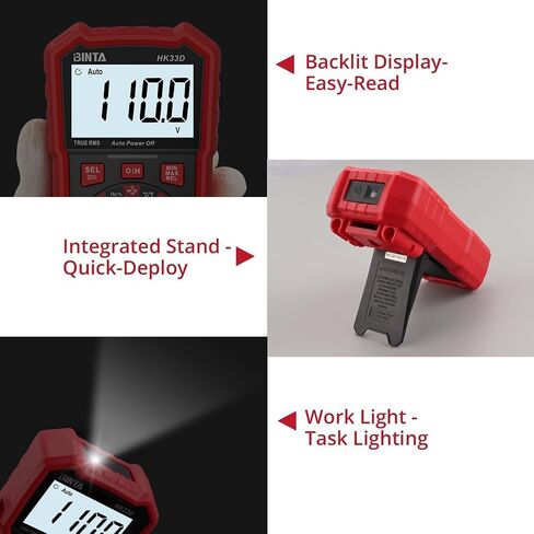 BINTA Digital Multimeter 6000 Counts with Auto-Ranging AC/DC Current and Voltage, Ohm Volt Amp Meter Tests Live Wire, NCV, HFE, Capacitance, Temperature, Continuity, Diode Measuring for Auto Home in Kuwait