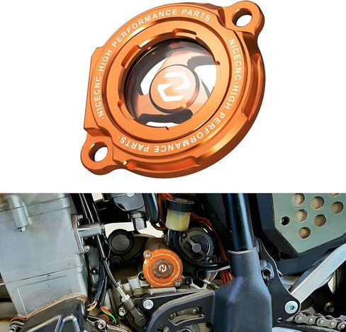 Orange Transparent Oil Filtrar Cover 59038041000 Compatible with KTM 250 EXC 2001-2005 250 SXF 2005-2012 250 EXC-F 2007-2013 250 XCF 2007-2012 250 XCF-W 2009-2012 See Fitment in Saudi Arabia