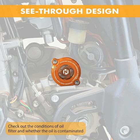 Orange Transparent Oil Filtrar Cover 59038041000 Compatible with KTM 250 EXC 2001-2005 250 SXF 2005-2012 250 EXC-F 2007-2013 250 XCF 2007-2012 250 XCF-W 2009-2012 See Fitment in Saudi Arabia