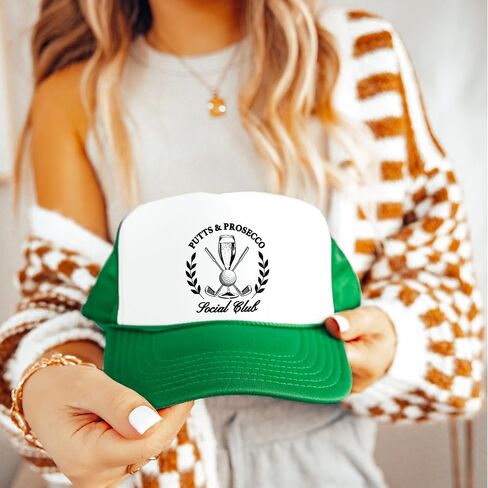 Putts and Pros Social Club Club Trucker Hat للبالغين Foam Front Classic 5 Panel Snapback in Saudi Arabia