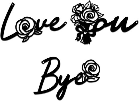 Pinetree Art Love You Bye Metal Signs Over Door for Home ، Word Word Word Black ، منحوتات جدار مزرعة ريفية حديثة لمدخل المدخل - هدايا للعائلة (أسود 3) in Kuwait