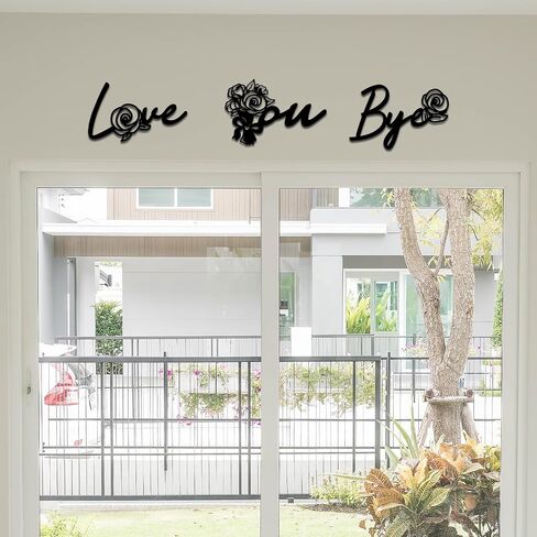 Pinetree Art Love You Bye Metal Signs Over Door for Home ، Word Word Word Black ، منحوتات جدار مزرعة ريفية حديثة لمدخل المدخل - هدايا للعائلة (أسود 3) in Kuwait