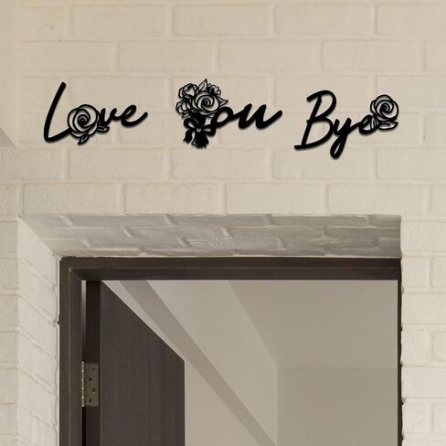 Pinetree Art Love You Bye Metal Signs Over Door for Home ، Word Word Word Black ، منحوتات جدار مزرعة ريفية حديثة لمدخل المدخل - هدايا للعائلة (أسود 3) in Kuwait