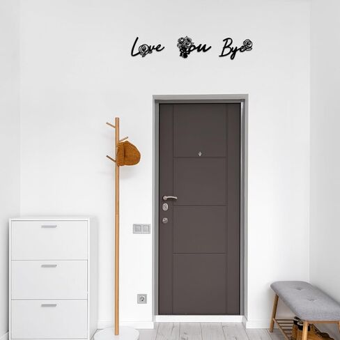 Pinetree Art Love You Bye Metal Signs Over Door for Home ، Word Word Word Black ، منحوتات جدار مزرعة ريفية حديثة لمدخل المدخل - هدايا للعائلة (أسود 3) in Kuwait