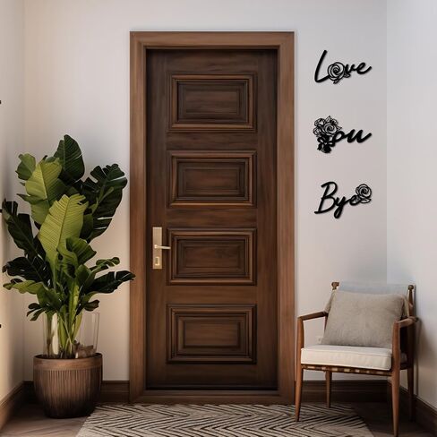 Pinetree Art Love You Bye Metal Signs Over Door for Home ، Word Word Word Black ، منحوتات جدار مزرعة ريفية حديثة لمدخل المدخل - هدايا للعائلة (أسود 3) in Kuwait