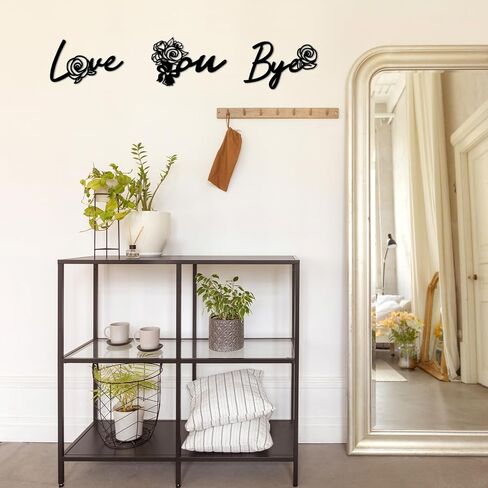 Pinetree Art Love You Bye Metal Signs Over Door for Home ، Word Word Word Black ، منحوتات جدار مزرعة ريفية حديثة لمدخل المدخل - هدايا للعائلة (أسود 3) in Kuwait