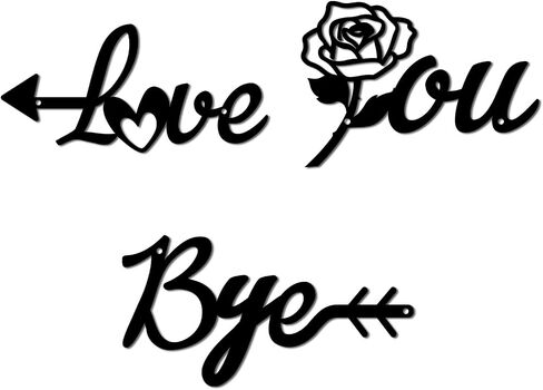 Pinetree Art Love You Bye Metal Signs Over Door for Home ، Word Word Word Black ، منحوتات جدار مزرعة ريفية حديثة لمدخل المدخل - هدايا للعائلة (أسود 3) in Kuwait