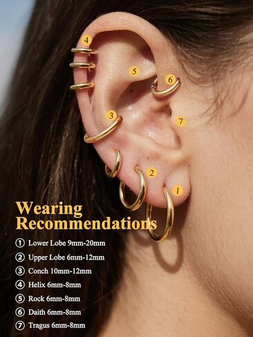 U7 Small Hoop Earrings for Women Men Stainless Steel/Black/Gold Huggie Hoop Earrings Hypoallergenic Lightweight 7/8/9/10/12/14/16mm in Saudi Arabia